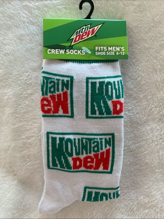 Other - Men's Crew Socks - White with Green & Red Logo